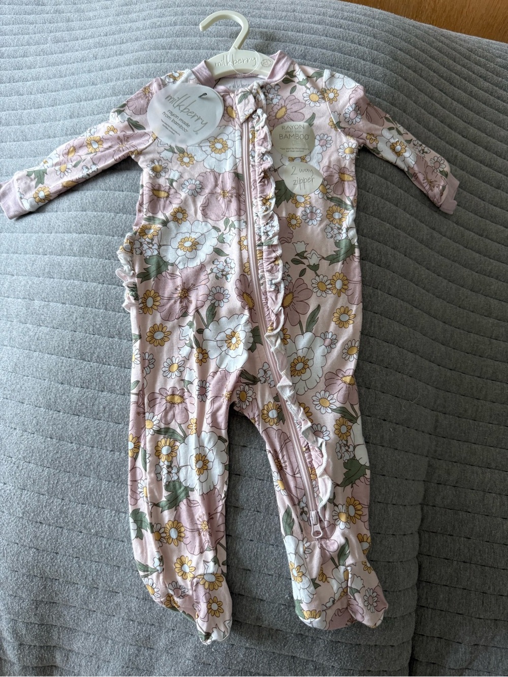 Milkberry Pink Floral Bamboo Zip One-Piece